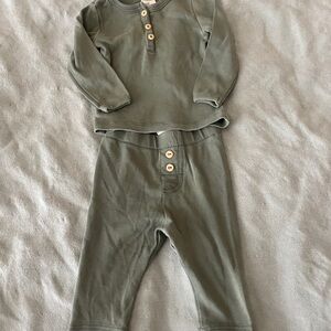 H&M Olive Baby Outfit with Wooden Button